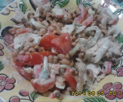 salada fria com robalo e deliçias do mar