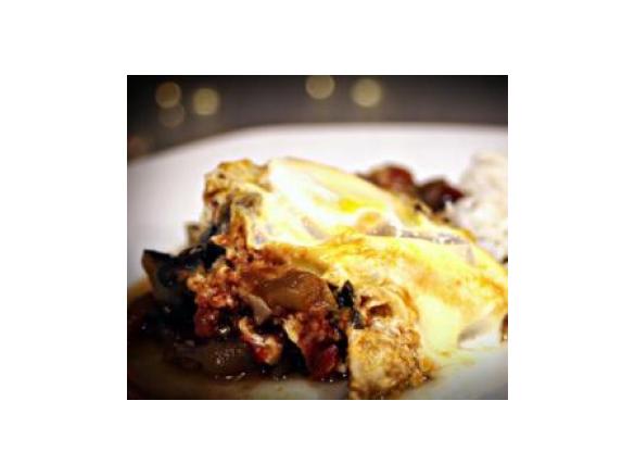 Beringelas com Ovos Escalfados