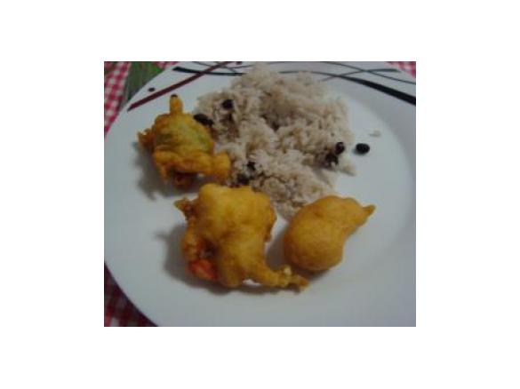 Tempura de camarão e curgete