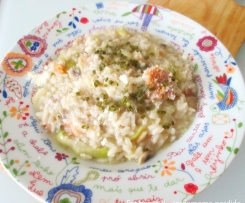 Risotto de alheira, couve coração e cogumelos