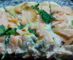 Pizza carbonara de salmão fumado