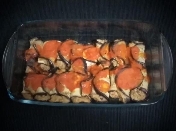 Canelones de beringela com atum