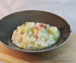 risotto de alho francês e bacon