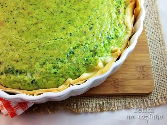 quiche de bacalhau e espinafres