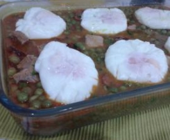 Ervilhas com Entrecosto e Ovos Escalfados