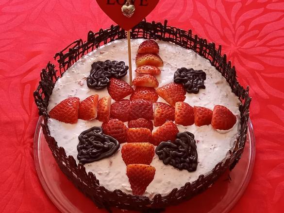 Bolo de Morangos para o dia S. Valentim