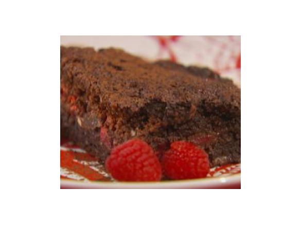 Brownie de chocolate com framboesas (Cook yourself thin)