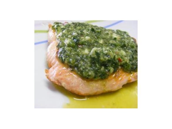 Salmão com molho verde