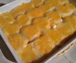 Bacalhau com acelgas e cenoura no forno