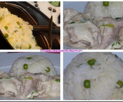 Bifes de Porco acompanhados com arroz de Ervilhas