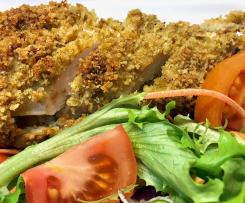 Peitos de frango em mostarda com crosta crocante no forno