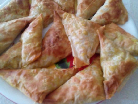 Chamuças de frango e bacon