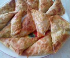 Chamuças de frango e bacon