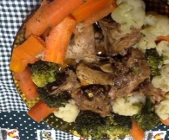 Frango do campo com vinho do porto / maçãs assadas a vapor