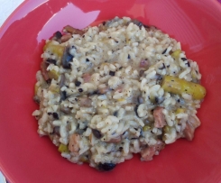 Risotto de cogumelos e espargos