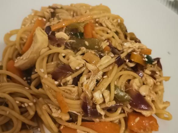 Massa de legumes e frango