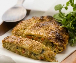 Legumes salteados embrulhados em Massa Folhada