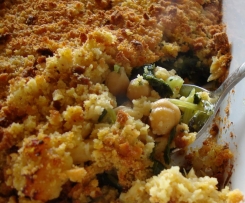 Bacalhau com esmagada de grão e grelos