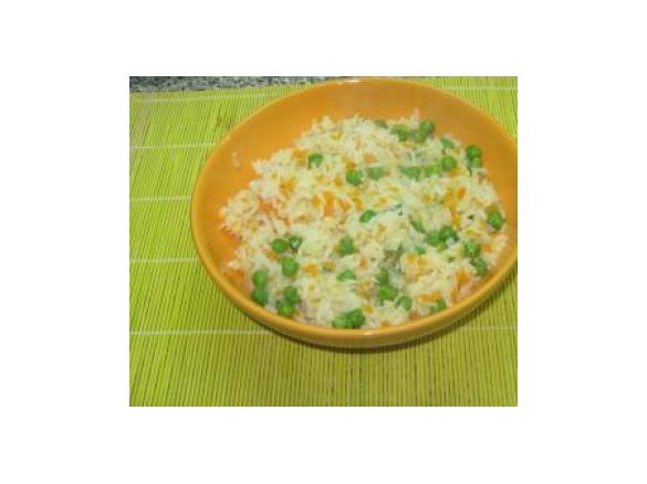 Arroz de ervilhas e cenouras