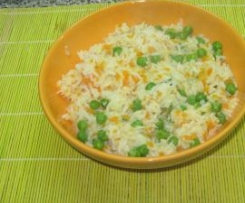 Arroz de ervilhas e cenouras
