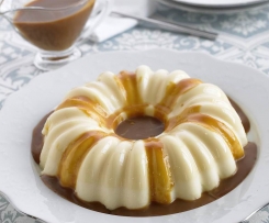 Bavaroise de baunilha e creme de caramelo com café