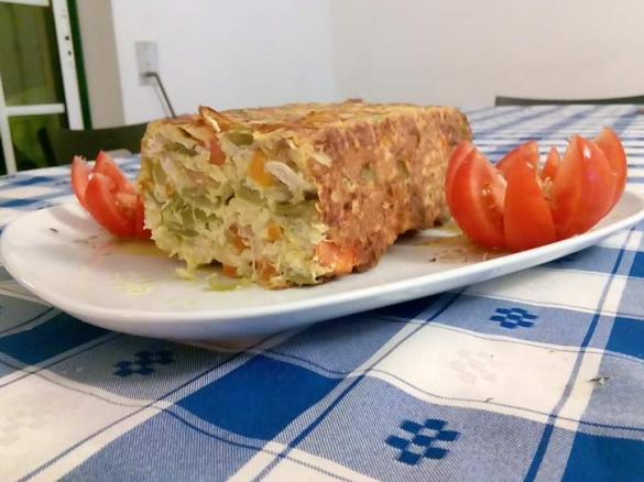 Variante de Pudim de ervilhas com cenoura e Frango