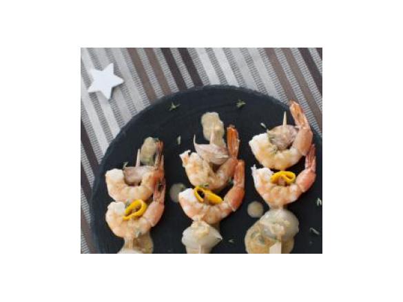 Espetadas de camarão 
