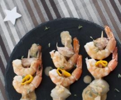 Espetadas de camarão 