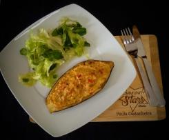 Beringela recheada com atum