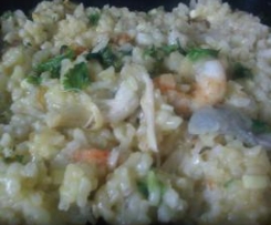 Risotto de Tamboril c Gambas e Queijo de Cabra