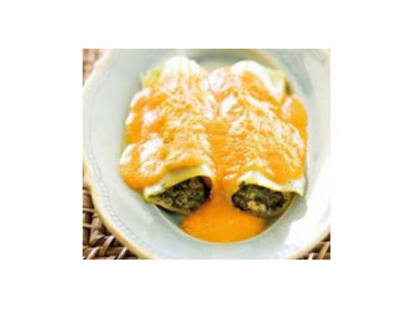 Canelones com espinafres e requeijão