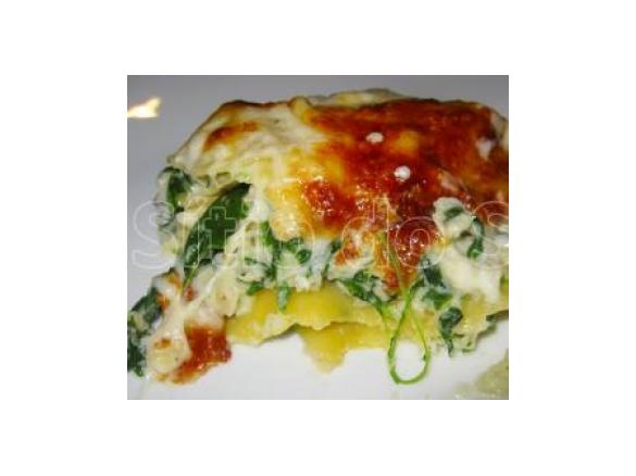 Lasanha de peixe com espinafres