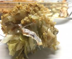 Bacalhau em cama de couve branca no forno