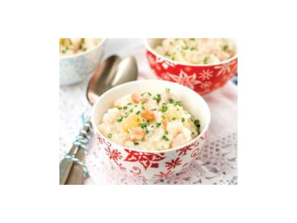 Risoto de perú com amendoim e ananás