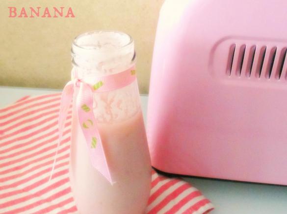 Iogurte líquido de framboesa e banana