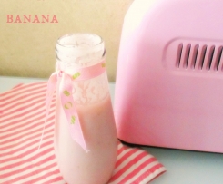 Iogurte líquido de framboesa e banana