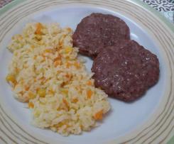 Hambúrguer na varoma e arroz no cesto