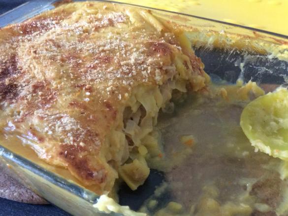 Empadão de frango e alho francês