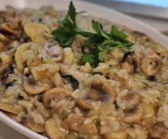Arroz cremoso de cogumelos e castanhas