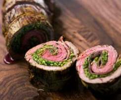 Rolinhos de Bife Recheados com Pesto de Nozes e Coentros