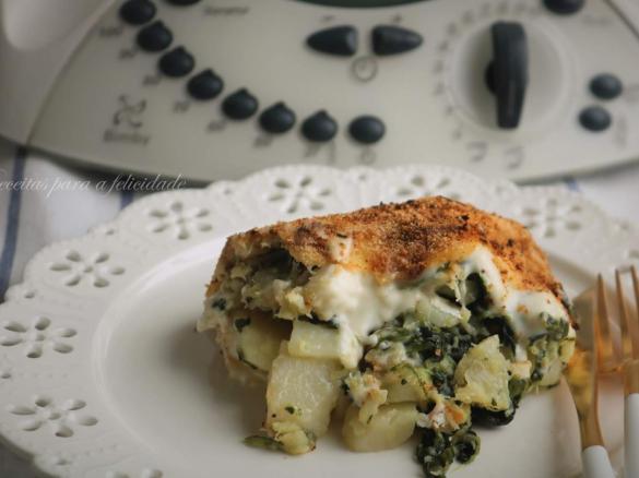 Gratinado de Bacalhau com Espinafres e Batata Cozida