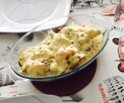 Couve-flor gratinada com cogumelos e bacon