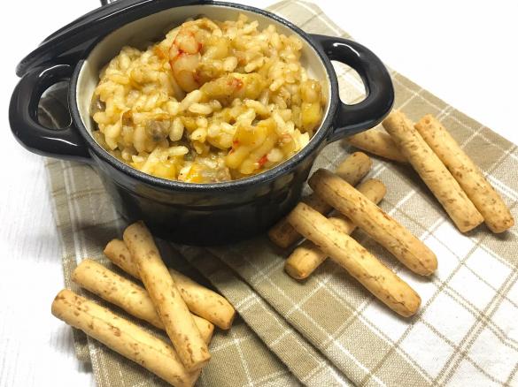 Risotto de berbigão e camarão