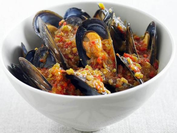 Mexilhões com molho picante