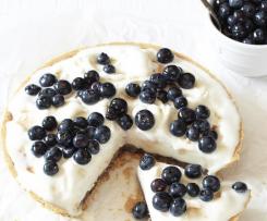 Tarte de iogurte gelado com mirtilos bêbados
