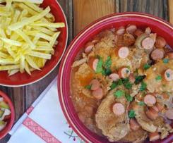 Costeletas de porco à salsicheiro