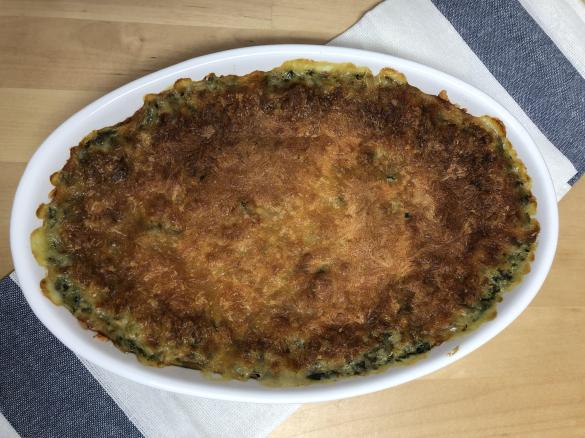 Bacalhau gratinado com espinafres