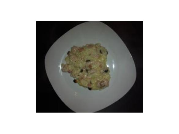 Risotto de peru e amendoins tostados