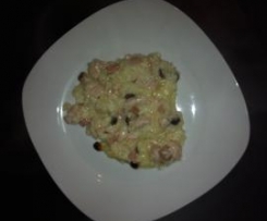 Risotto de peru e amendoins tostados