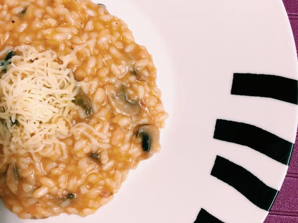 Risoto de farinheira e cogumelos